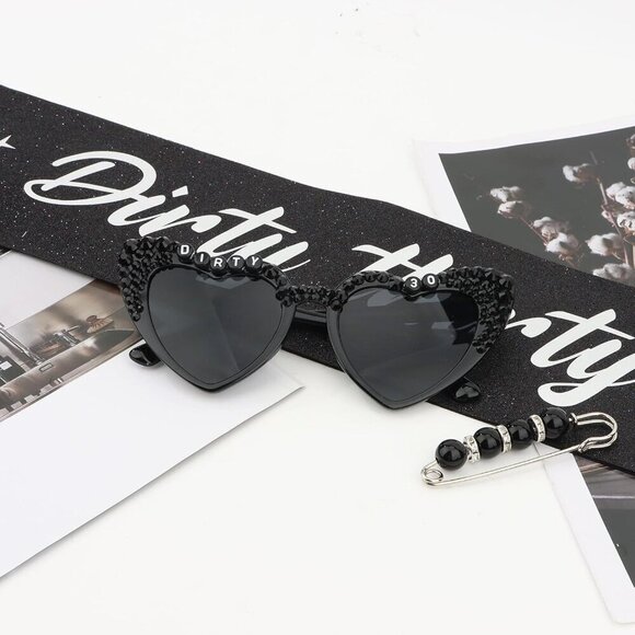 Dirty Thirty Birthday Sash & Sunglasses Set for Women 30th Party Decorations main image 6